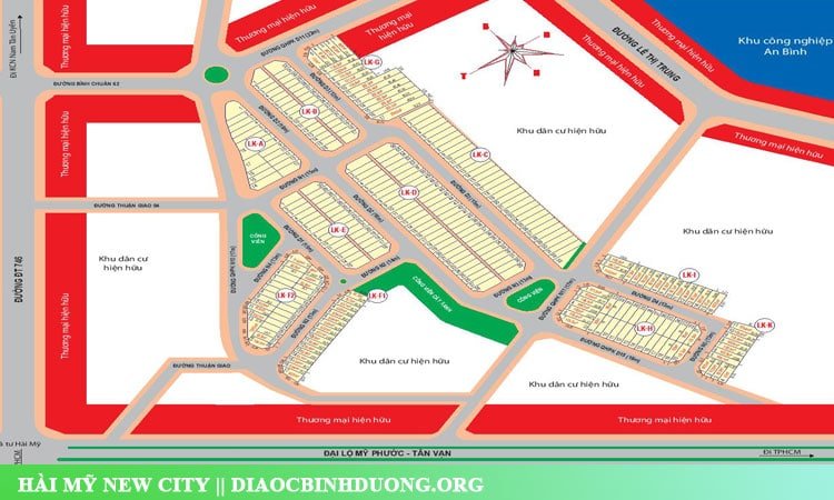 Khu Đô Thị Hài Mỹ New City | Đất nền TX. Thuận An 9 Sơ đồ phân lô dự án Hài Mỹ New City
