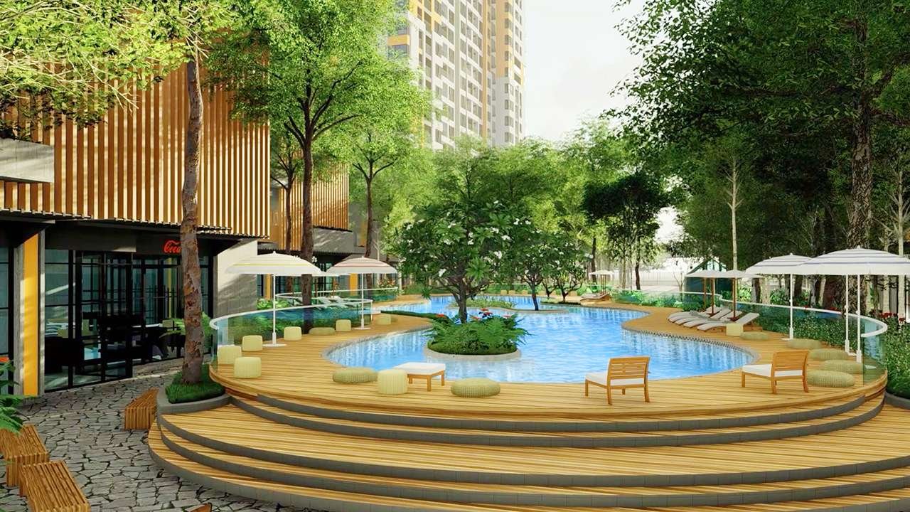 CĂN HỘ CHARM CITY DĨ AN - BÀN GIAO CĂN HỘ CHARM RUBY 76 Hồ bơi tại dự án Charm City Dĩ An