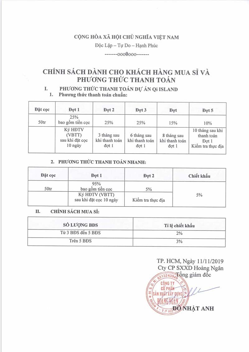 Dự Án Qi Island Ngô Chí Quốc Bình Dương 36 Chính sách mua sỉ sll Qi Island